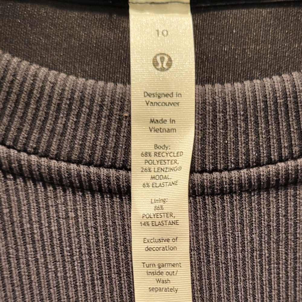 Lululemon Ribbed Softstreme T-Shirt Dress Black Short Sleeve Pockets Size 10 - Picture 7 of 9